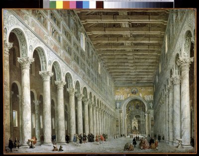 Intérieur de la Basilique Saint Paul en dehors des murs à Rome - Giovanni Paolo Pannini