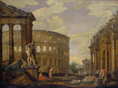 Paysage avec Hercule et ruines de la Rome antique par Giovanni Paolo Panini - Giovanni Paolo Pannini