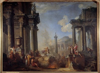 Marcus Curtius se jetant dans le gouffre - Giovanni Paolo Pannini