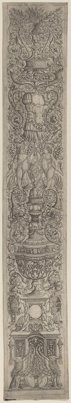 Panneau ornemental : Griffons et deux cupidons croisant des hallebardes - Giovanni Pietro Birago and Zoan Andrea