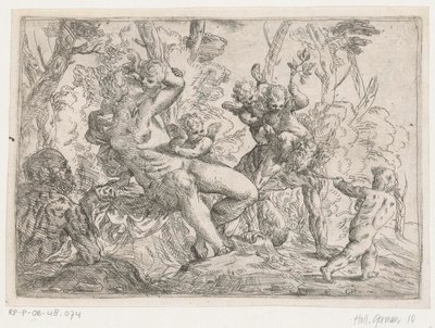 Un satyre capturé par des putti et Vénus - Giovanni Pietro Possenti
