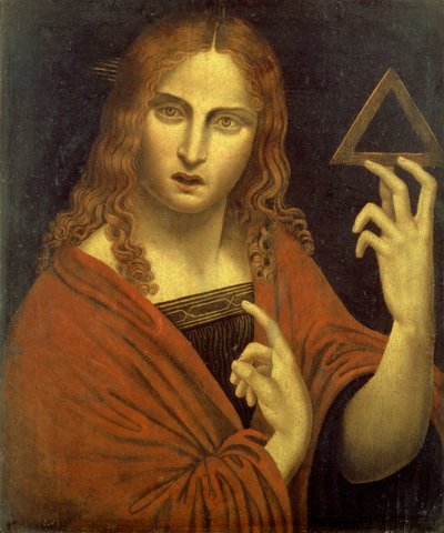Christ le Rédempteur tenant le symbole de la Trinité - Giovanni Pietro Rizzoli (school of) Giampietrino