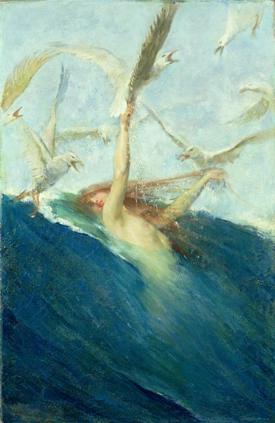Une sirène harcelée par des mouettes - Giovanni Segantini