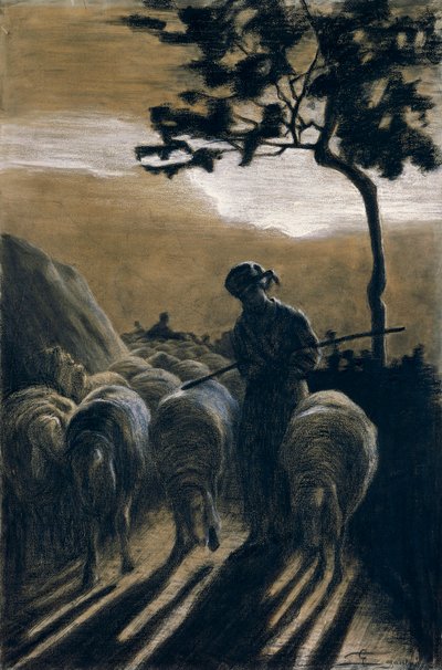 Troupeau sur la route - Giovanni Segantini