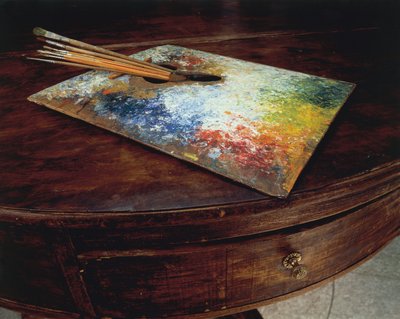La palette du peintre utilisée dans son atelier au col de la Maloja, Suisse, par Giovanni Segantini - Giovanni Segantini