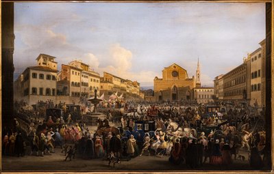 Berlingaccio sur la place Santa Croce à Florence - Giovanni Signorini