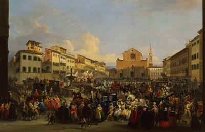 Piazza Santa Croce à Florence pendant le Carnaval - Giovanni Signorini