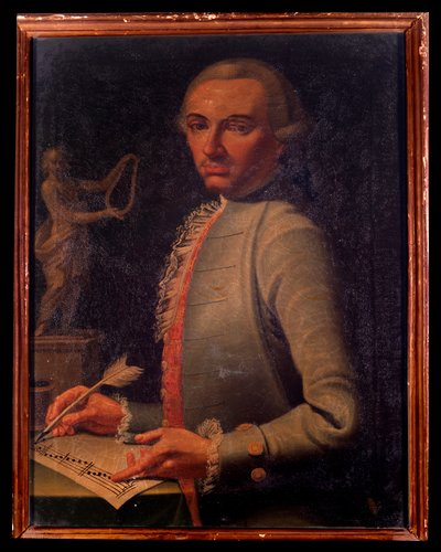Portrait du compositeur et harpiste autrichien Christian Joseph Lidarti (1730-1793) Peinture de Giovanni Stella. 18ème siècle. Bologne, Musée Civique Bibliographique - Giovanni Stella
