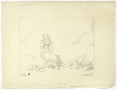 Paysanne Romaine et Enfants Endormis - Giovanni Tognolli