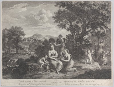 Primavera, un groupe de femmes cueillant des fleurs et en faisant des couronnes, vers 1764 - Giovanni Volpato