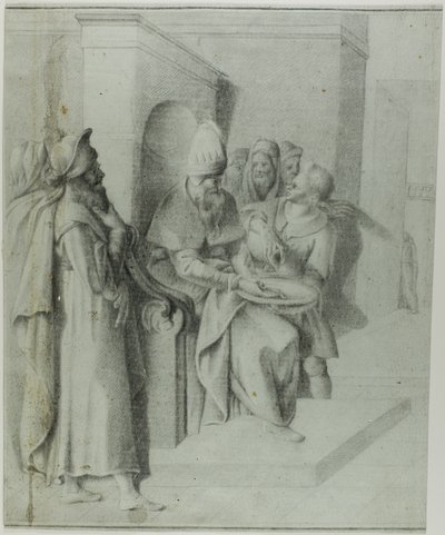 Pilate se lavant les mains, avec le Christ emmené : Partie gauche - Giovanni da Bologna