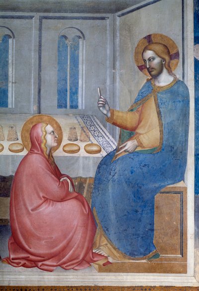 La vie de la Vierge : Christ dans la maison de Marthe et Marie (détail) - Giovanni da Milano