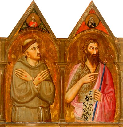 Saint François et Jean le Baptiste (panneaux gauches du triptyque) - Giovanni del (follower of) Biondo