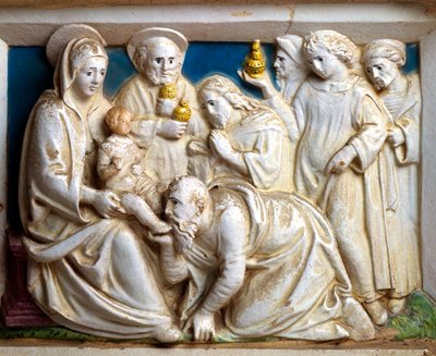 Adoration des Mages (détail) de la Prédelle du Jugement Dernier - Giovanni della Robbia