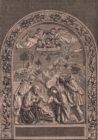 Nativité par Giovanni della Robbia (1469-1529 ou 1530), Pinacothèque de Città di Castello, Ombrie, Italie, gravure sur bois de Le cento città d