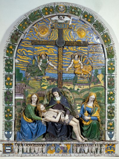 La Déposition (Pietà) Jésus-Christ et la Vierge Marie entourés de Saint Jean et Sainte Marie-Madeleine devant la croix avec l