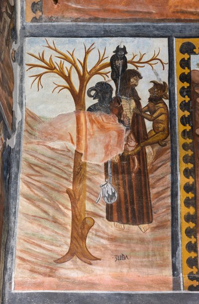 Histoires de la Passion du Christ : Judas, après avoir trahi Jésus pour trente deniers, se pend - Giovanni di Cherasco Botoneri