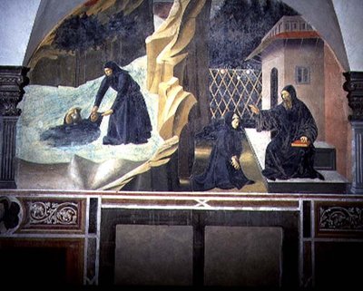Saint Benoît envoyant Mauro sauver Placidus de la noyade dans le lac (détail) - Giovanni di Consalvo (attr. to)