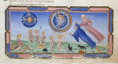 Dante et Béatrice témoignent des sphères et des croix, les sphères des cieux avec l