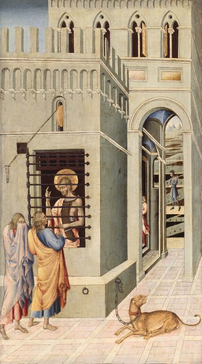Saint Jean-Baptiste en prison visité par deux disciples - Giovanni di Paolo