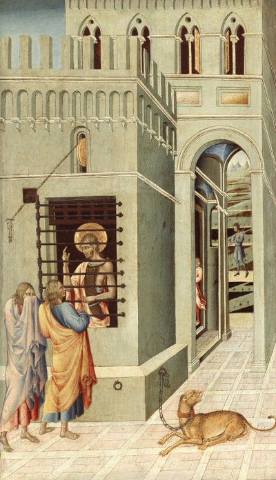 Saint Jean-Baptiste en prison visité par deux disciples, 1455-1460 - Giovanni di Paolo