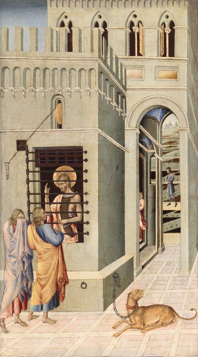 Saint Jean-Baptiste en prison visité par deux disciples, 1455-60 - Giovanni di Paolo