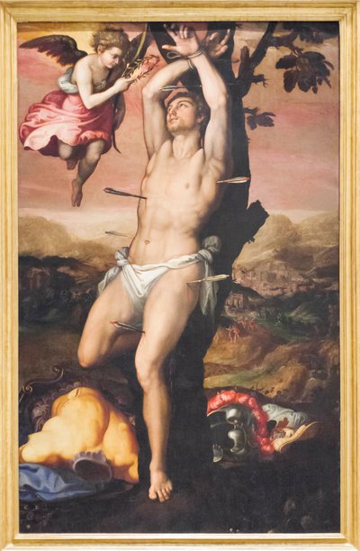 Saint Sébastien reçoit la couronne et la palme du martyre - Girolamo (1521 c.1580) Siciolante