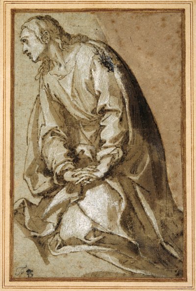 Un jeune saint agenouillé en prière - Girolamo (circle of) Muziano