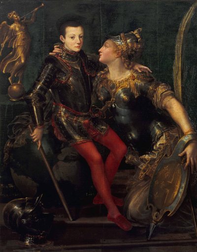 Portrait allégorique de Parme embrassant Alessandro Farnese, 1556 - Girolamo Mazzola Bedoli