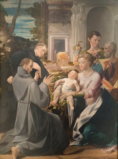 Sainte famille avec saint Antoine de Padoue, saint François d