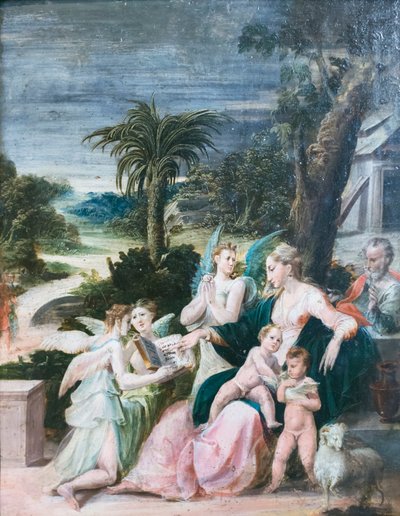 Sainte Famille avec le Baptiste et les anges - Girolamo Mazzola Bedoli