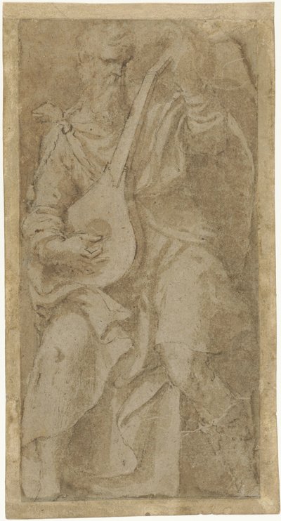 Vieil homme jouant du luth - Girolamo Mazzola Bedoli
