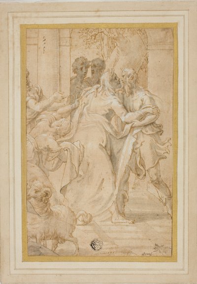 La rencontre de Joachim et Anne à la Porte Dorée - Girolamo Mazzola Bedoli
