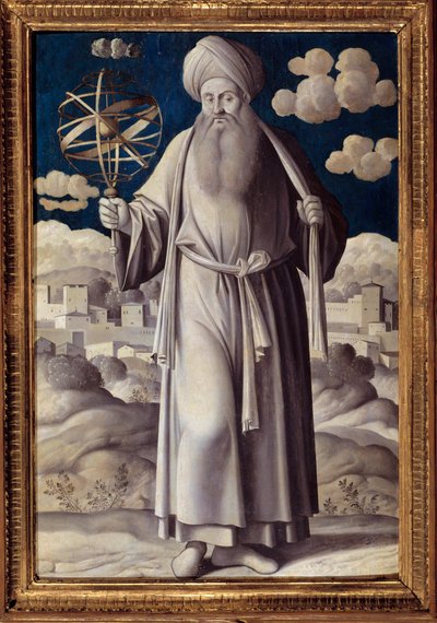 Portrait en pied de Ptolémée (Claudius Ptolemaeus) (90-168 après J.-C.), astronome grec - Girolamo Mocetto