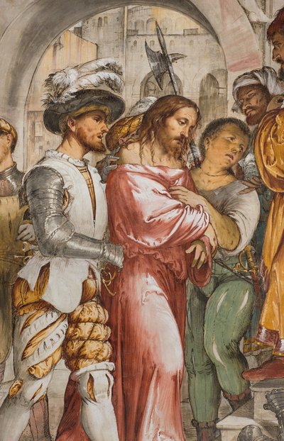 Nef centrale, cinquième travée sud, Christ devant Pilate, Girolamo Romanino - Girolamo Romanino