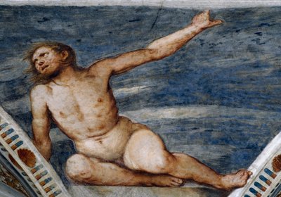 Nu masculin, Détail des fresques de Girolamo Romanino (ca 1484-après 1559), Commandé par Bernardo Clesio - Girolamo Romanino