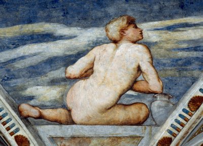 Nu masculin, Détail des fresques de Girolamo Romanino (ca 1484-après 1559), Commandé par Bernardo Clesio - Girolamo Romanino