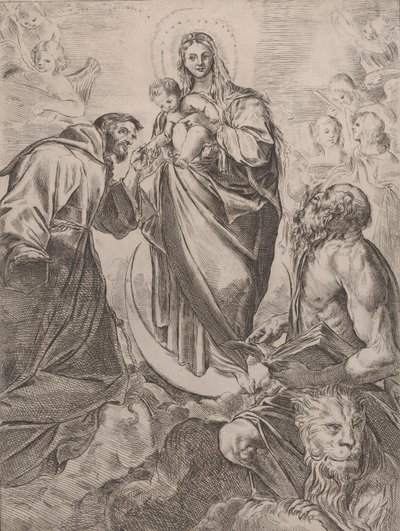 La Vierge avec les saints Jérôme et François, 1660-80 - Girolamo Rossi