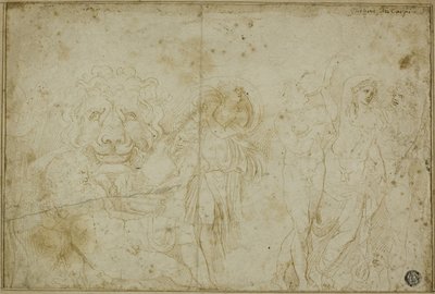 Sarcophage du palais de Blenheim : Bacchanale avec tête de lion - Girolamo da Carpi