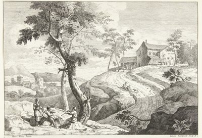 Paysage avec joueurs de flûte près d
