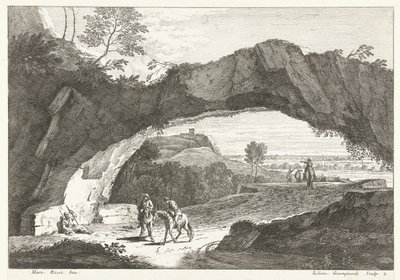 Paysage avec pont de pierre et quelques figures (Paysages italiens) - Giuliano Giampiccoli