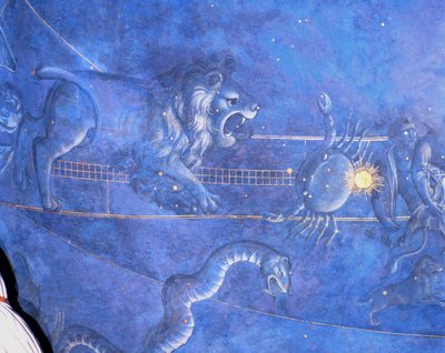 Le chemin du Soleil à travers les étoiles dans la nuit du 4 juillet 1442 (détail du Lion, du Cancer et de l