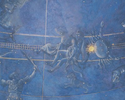 Le chemin du Soleil à travers les étoiles dans la nuit du 4 juillet 1442 (détail des Gémeaux et du Cancer) - Giuliano dArrighi Pesello