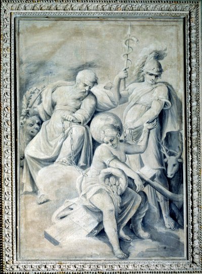 Allégorie de la Prudence et de la Valeur tenant la Fortune enchaînée (vers 1820-1826) - Giulio Ballino