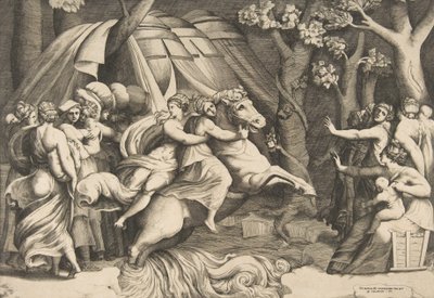 Cloelia à cheval traversant le Tibre, vers 1540-60 - Giulio Bonasone