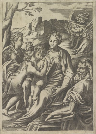 Sainte Famille avec le jeune Jean-Baptiste et Marie-Madeleine - Giulio Bonasone