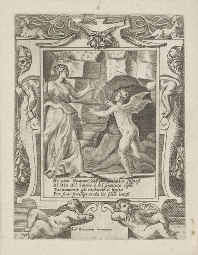 Junon ordonne à Sommeil de descendre sur Jupiter - Giulio Bonasone