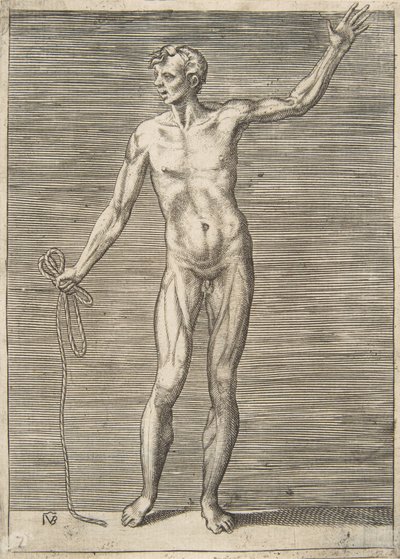Homme vu de face, tenant une corde dans sa main droite, XVIe siècle - Giulio Bonasone