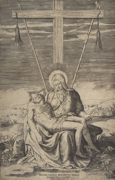 Pietà sous la croix du Golgotha, 1547 - Giulio Bonasone