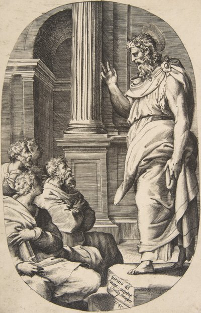 Saint Paul prêchant, composition ovale, 1547 - Giulio Bonasone